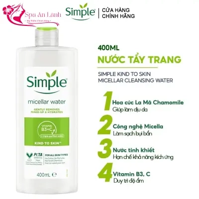 Nước Tẩy Trang Simple Kind to Skin Micellar Cleansing Water 200ml